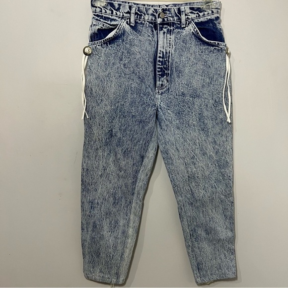 Vintage 80s Acid Wash High Waist Tapered Mom Jeans Grunge Indie Hipster Retro 26 - Picture 3 of 9